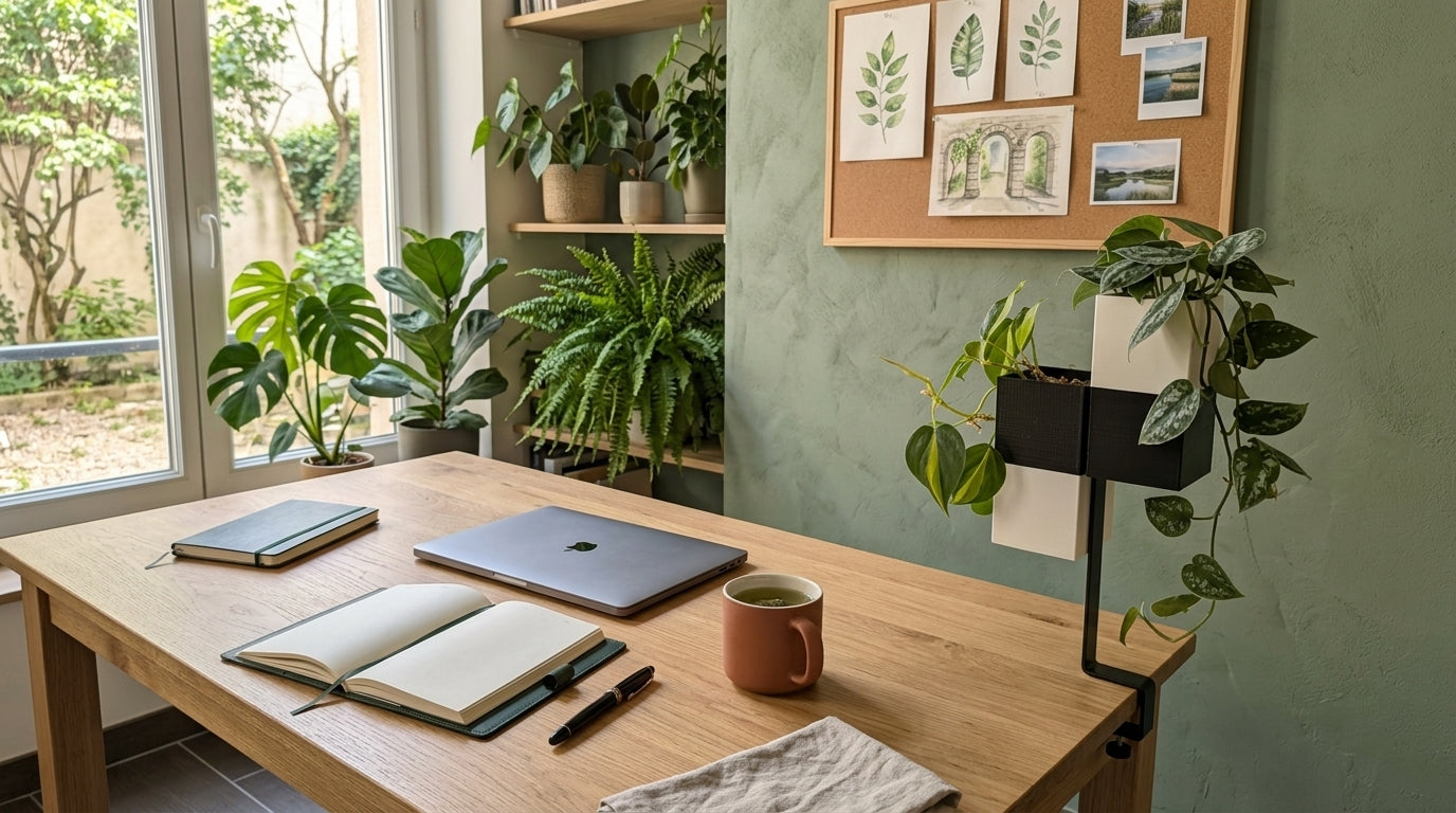 eclance-bureau-teletravail-cache-pot-cube-double-noir-blanc-pour-pot-6cm Image