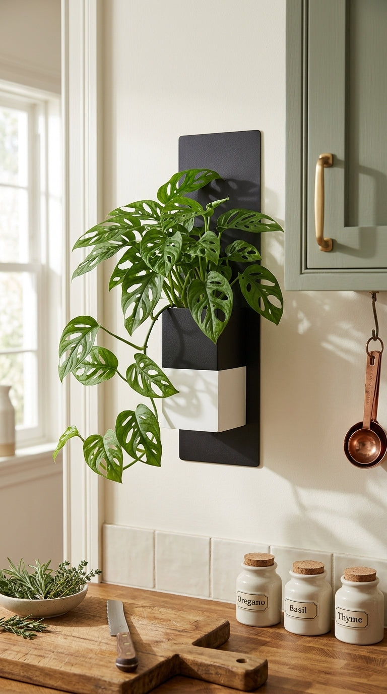 eclance-decoration-interieur-vegetal-cache-pot-le-cube-mur-2-cubes-noir-blanc Image