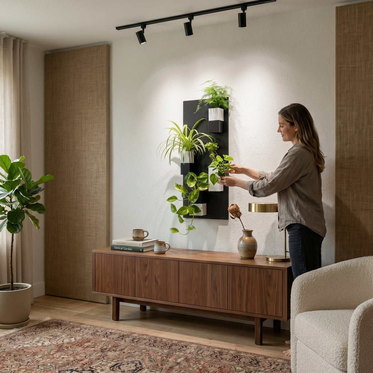 eclance-decoration-interieur-vegetal-mur-vegetal-modulaire-pegboard-noir-cache-pot-le-cube-bicolore-blanc-6cm